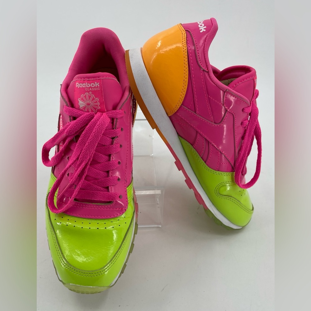 Reebok Junior Classic Leather Dessert‎ Pack Shoe Size 7 BS7244 Pink Green Orange